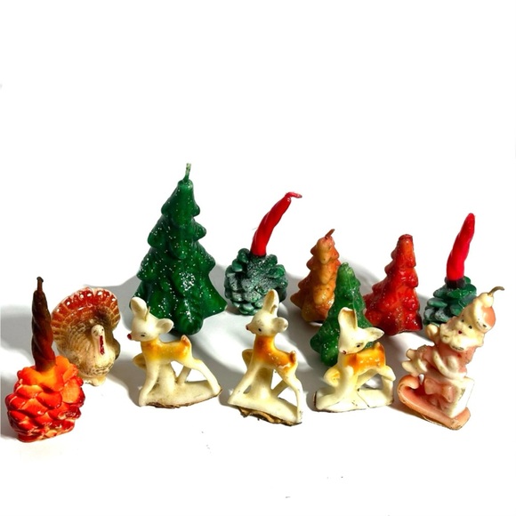 Vintage Lot 12 Holiday Candles Christmas Thanksgiving Gurley & Other MCM Decor - Picture 1 of 9